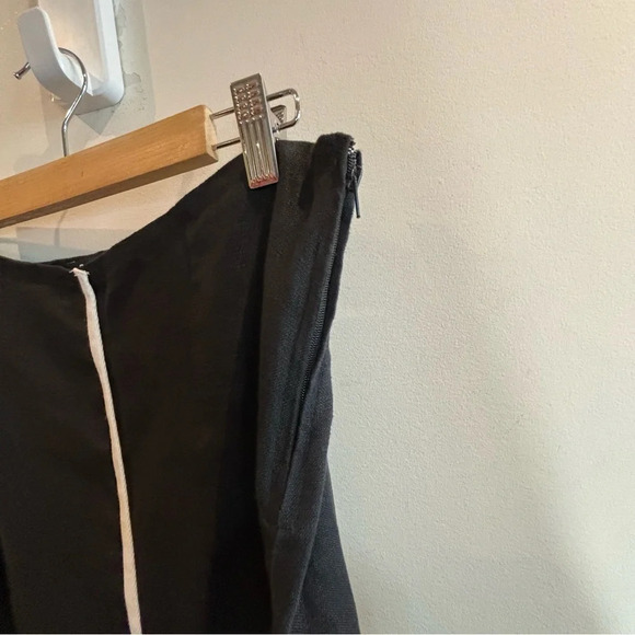 DANZY Sz XL 100% Linen Black With White  Stripe A-Line Maxi Skirt - Picture 3 of 8